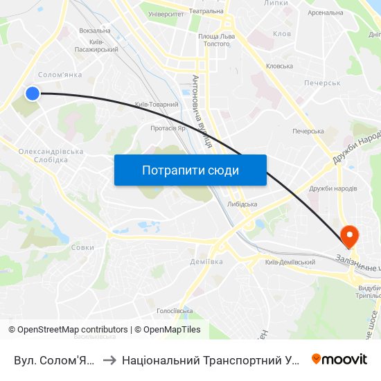 Вул. Солом'Янська to Національний Транспортний Університет map