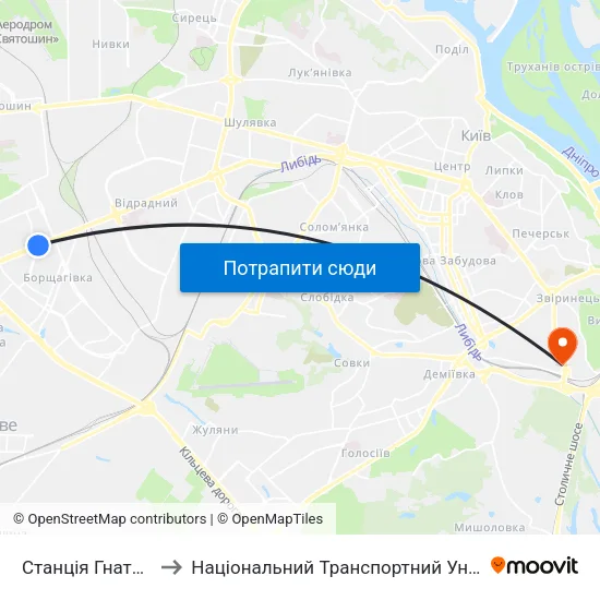 Станція Гната Юри to Національний Транспортний Університет map