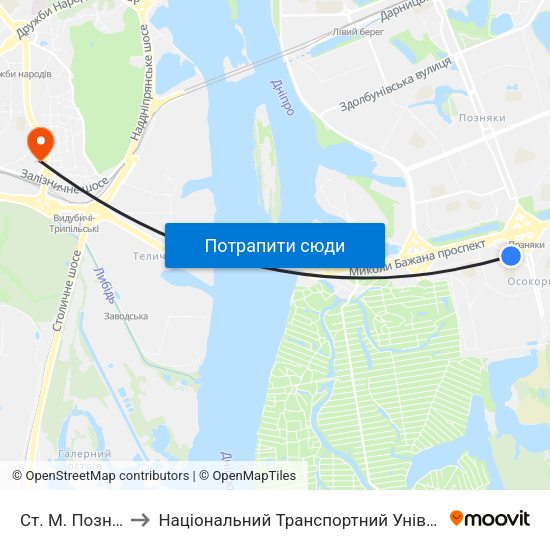 Ст. М. Позняки to Національний Транспортний Університет map