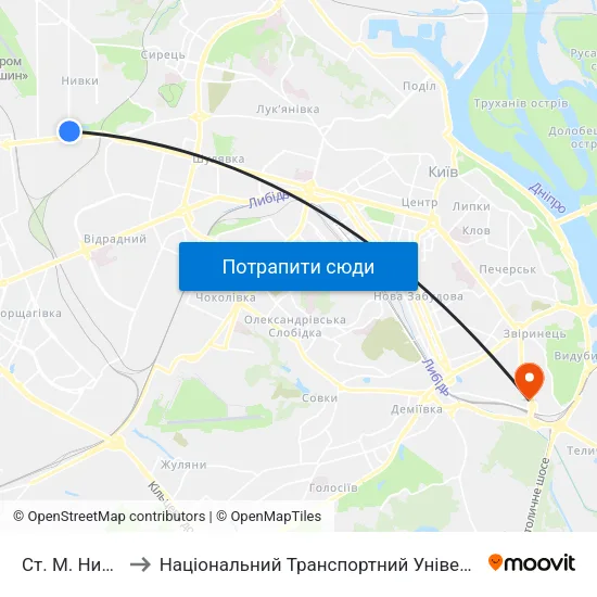 Ст. М. Нивки to Національний Транспортний Університет map
