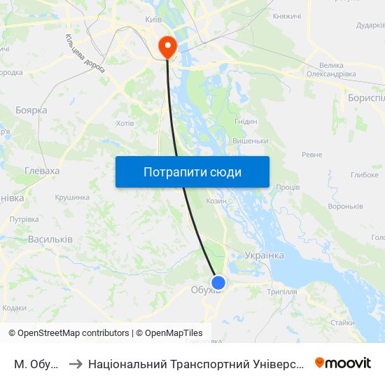 М. Обухів to Національний Транспортний Університет map