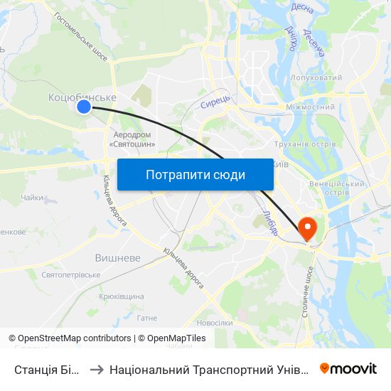 Станція Біличі to Національний Транспортний Університет map