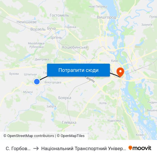 С. Горбовичі to Національний Транспортний Університет map