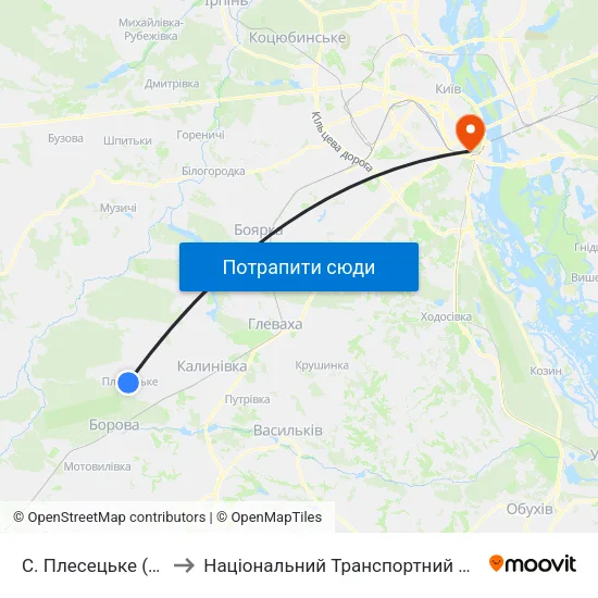 С. Плесецьке (Центр) to Національний Транспортний Університет map