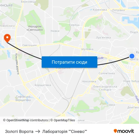 Золоті Ворота to Лабораторія ""Сінево"" map