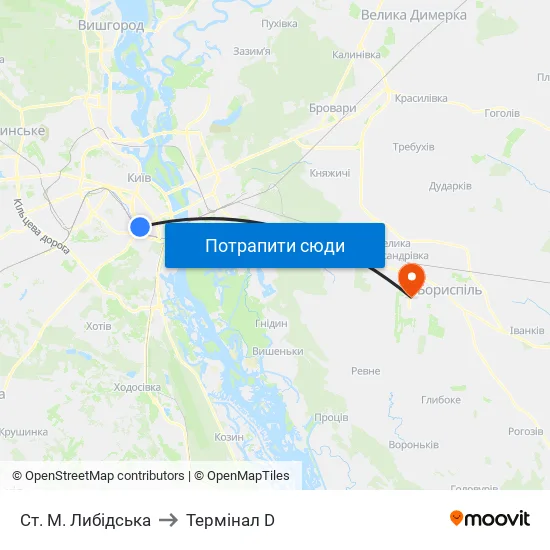 Ст. М. Либідська to Термінал D map
