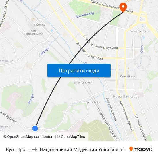Вул. Протасів Яр to Національний Медичний Університет Імені О. О. Богомольця map