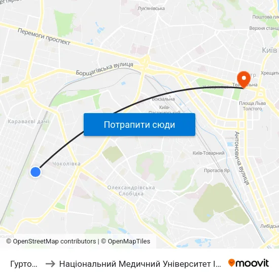 Гуртожиток to Національний Медичний Університет Імені О. О. Богомольця map