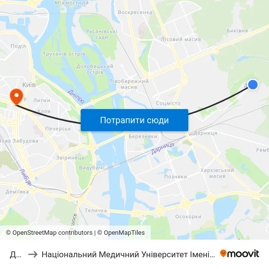 Дврз to Національний Медичний Університет Імені О. О. Богомольця map
