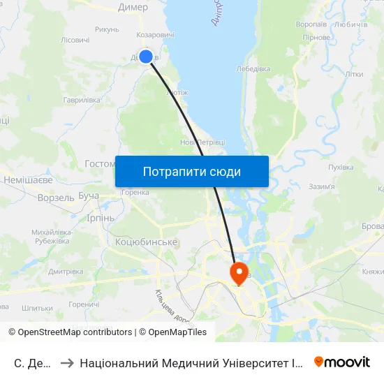 С. Демидів to Національний Медичний Університет Імені О. О. Богомольця map