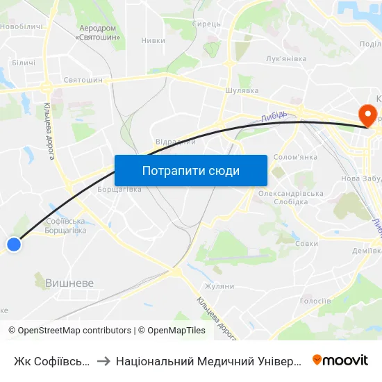 Жк Софіївський Квартал to Національний Медичний Університет Імені О. О. Богомольця map