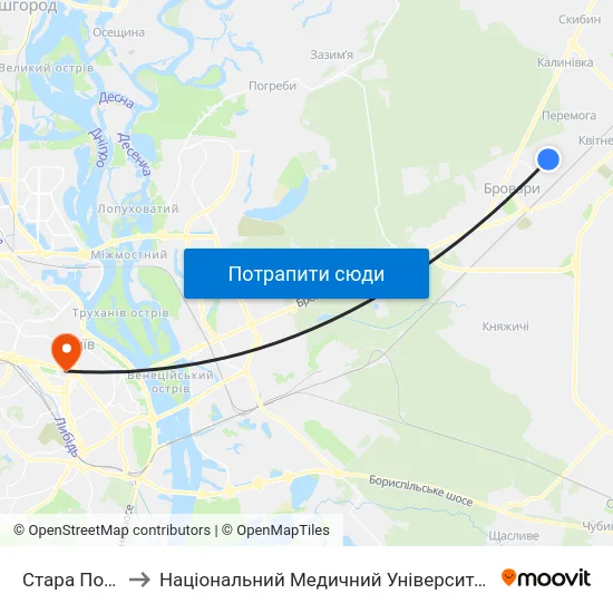 Стара Поліклініка to Національний Медичний Університет Імені О. О. Богомольця map