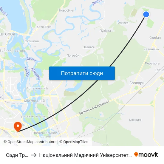 Сади Трудовик to Національний Медичний Університет Імені О. О. Богомольця map