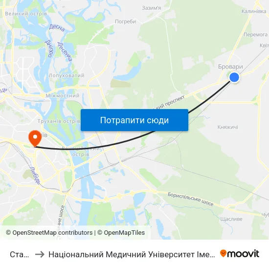 Стадіон to Національний Медичний Університет Імені О. О. Богомольця map