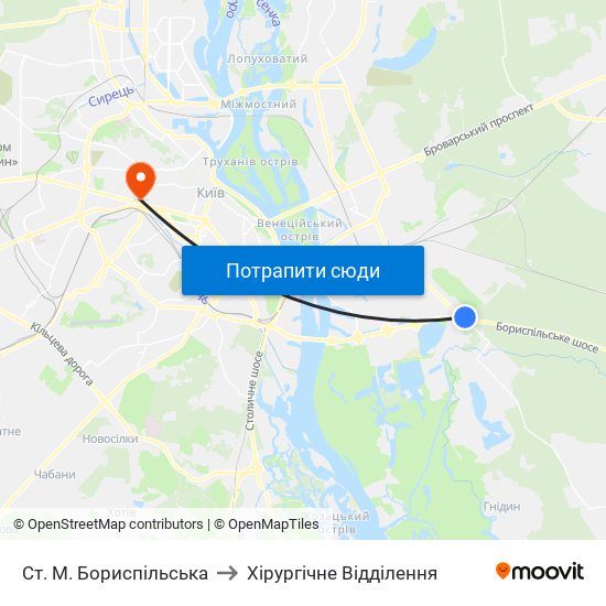 Ст. М. Бориспільська to Хірургічне Відділення map