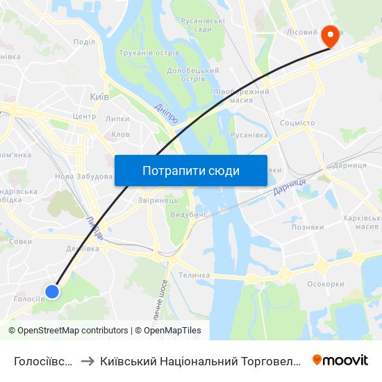 Голосіївський Парк to Київський Національний Торговельно-Економічний Університет map