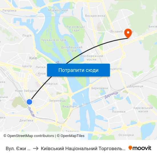 Вул. Єжи Ґедройця to Київський Національний Торговельно-Економічний Університет map