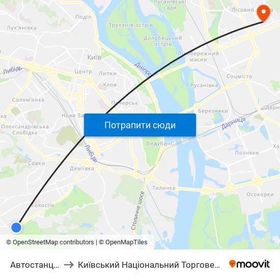 Автостанція Південна to Київський Національний Торговельно-Економічний Університет map