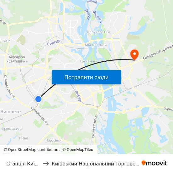 Станція Київ-Волинський to Київський Національний Торговельно-Економічний Університет map