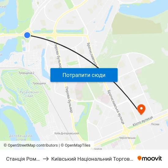 Станція Романа Шухевича to Київський Національний Торговельно-Економічний Університет map