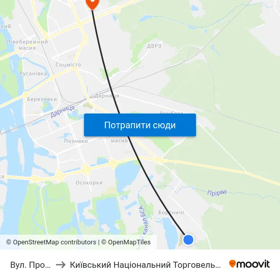 Вул. Промислова to Київський Національний Торговельно-Економічний Університет map