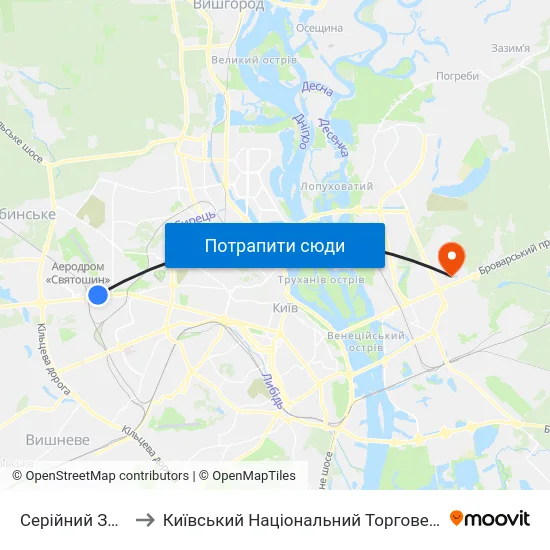 Серійний Завод Антонов to Київський Національний Торговельно-Економічний Університет map
