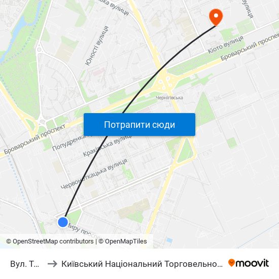 Вул. Тампере to Київський Національний Торговельно-Економічний Університет map