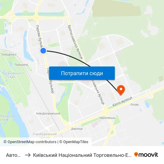 Авторинок to Київський Національний Торговельно-Економічний Університет map