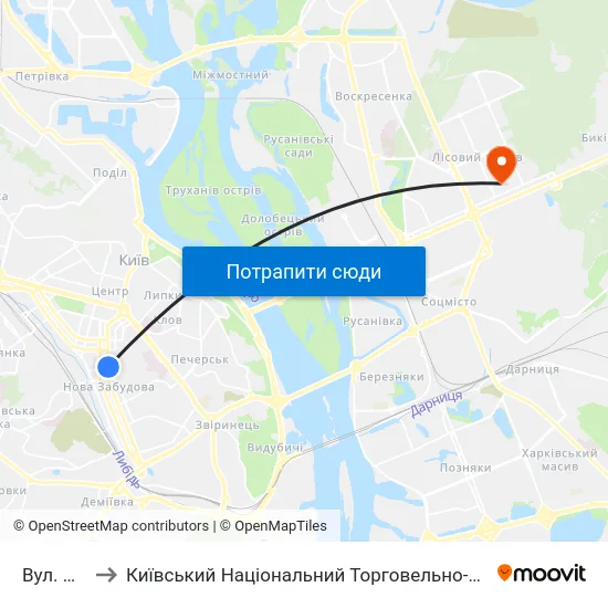 Вул. Ділова to Київський Національний Торговельно-Економічний Університет map