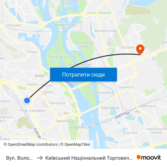 Вул. Володимирська to Київський Національний Торговельно-Економічний Університет map