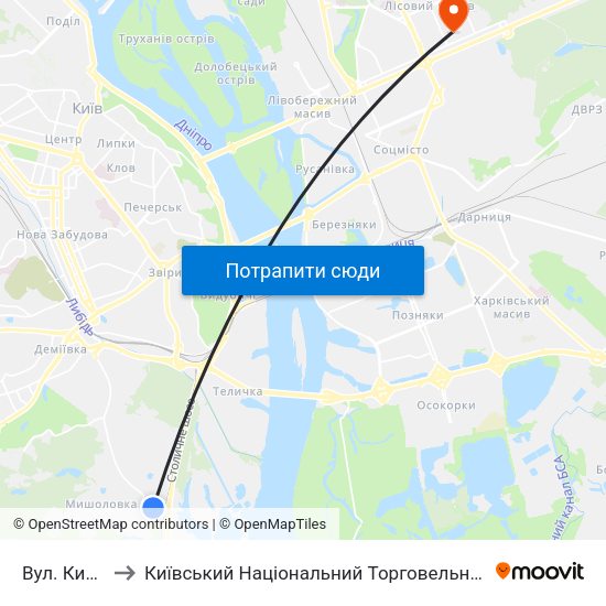 Вул. Китаївська to Київський Національний Торговельно-Економічний Університет map