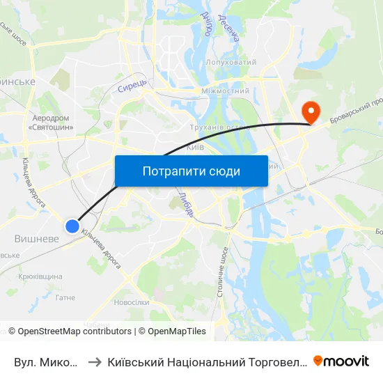 Вул. Миколи Трублаїні to Київський Національний Торговельно-Економічний Університет map