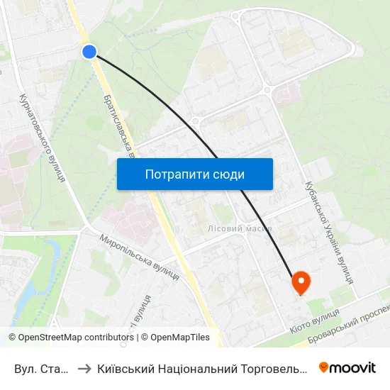 Вул. Стальського to Київський Національний Торговельно-Економічний Університет map