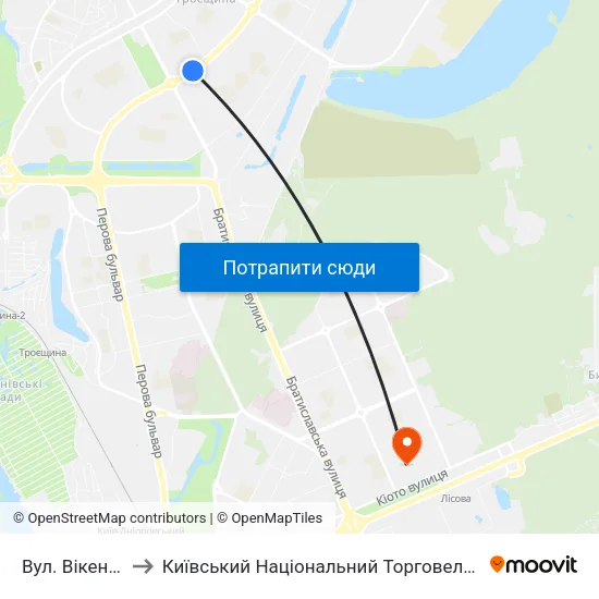Вул. Вікентія Беретті to Київський Національний Торговельно-Економічний Університет map