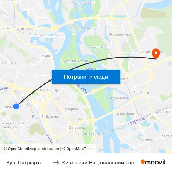 Вул. Патріарха Мстислава Скрипника to Київський Національний Торговельно-Економічний Університет map