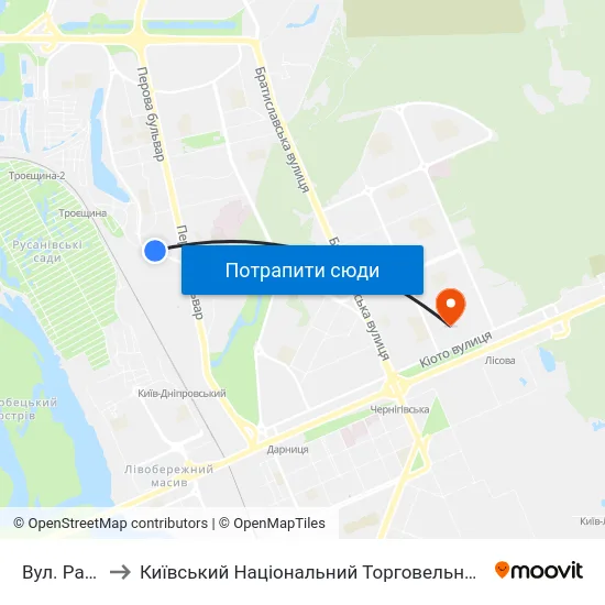 Вул. Райдужна to Київський Національний Торговельно-Економічний Університет map