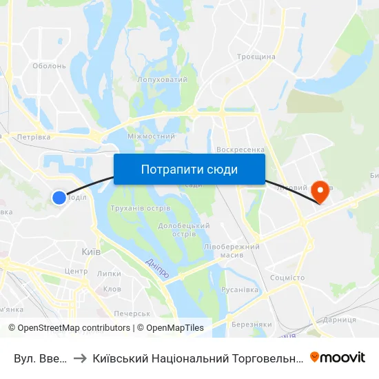 Вул. Введенська to Київський Національний Торговельно-Економічний Університет map