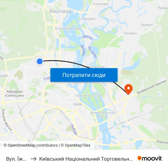 Вул. Їжакевича to Київський Національний Торговельно-Економічний Університет map