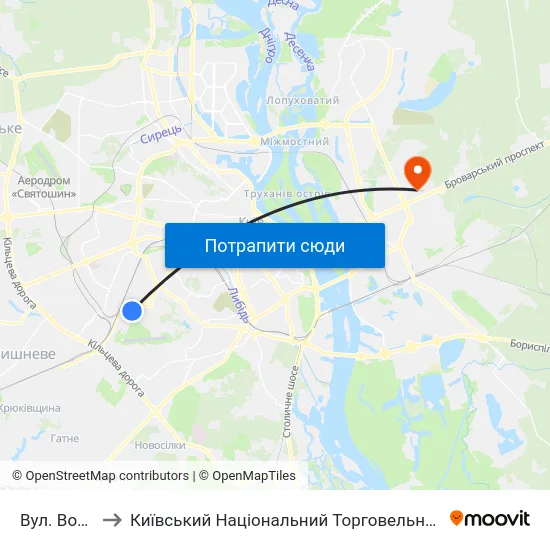 Вул. Волинська to Київський Національний Торговельно-Економічний Університет map