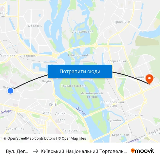 Вул. Дегтярівська to Київський Національний Торговельно-Економічний Університет map
