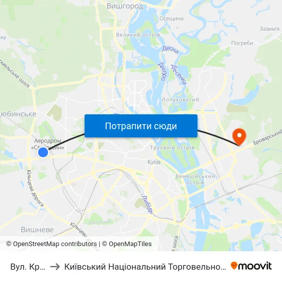 Вул. Краснова to Київський Національний Торговельно-Економічний Університет map