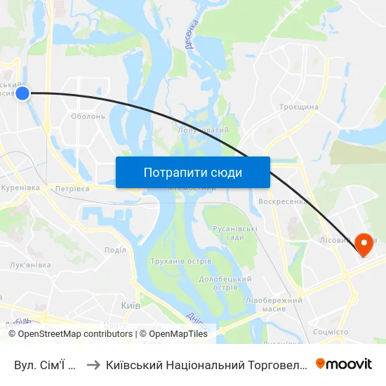 Вул. Сім'Ї Кульженків to Київський Національний Торговельно-Економічний Університет map