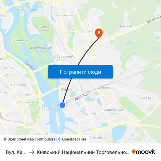 Вул. Канальна to Київський Національний Торговельно-Економічний Університет map