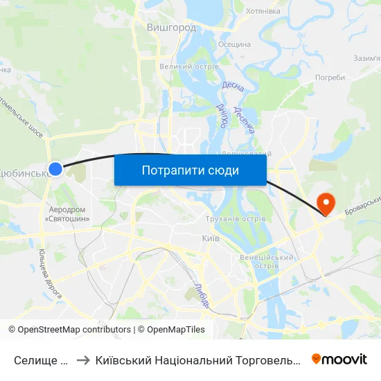 Селище Берковці to Київський Національний Торговельно-Економічний Університет map