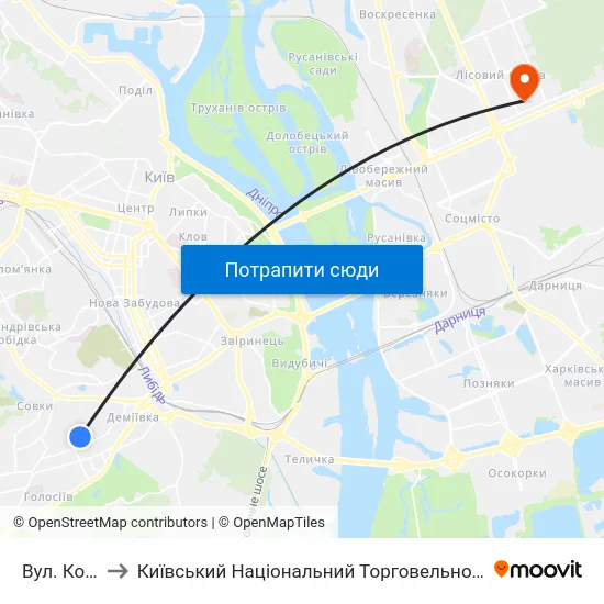 Вул. Козацька to Київський Національний Торговельно-Економічний Університет map