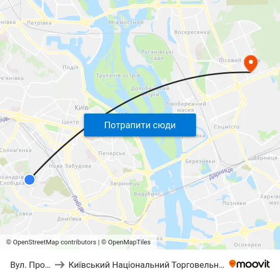 Вул. Протасів Яр to Київський Національний Торговельно-Економічний Університет map