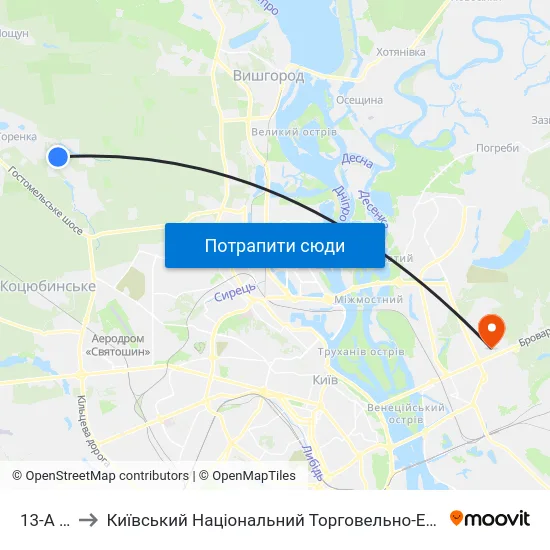 13-А Лінія to Київський Національний Торговельно-Економічний Університет map