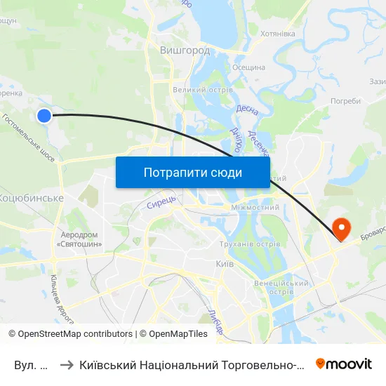 Вул. Лісова to Київський Національний Торговельно-Економічний Університет map