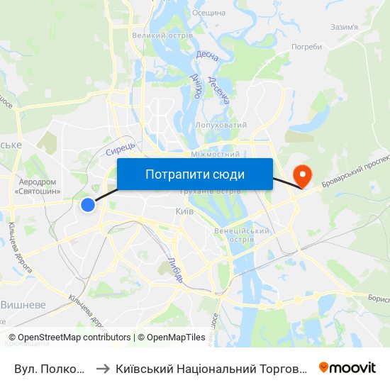 Вул. Полковника Шутова to Київський Національний Торговельно-Економічний Університет map