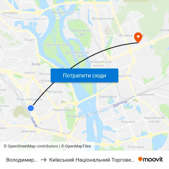 Володимирський Ринок to Київський Національний Торговельно-Економічний Університет map